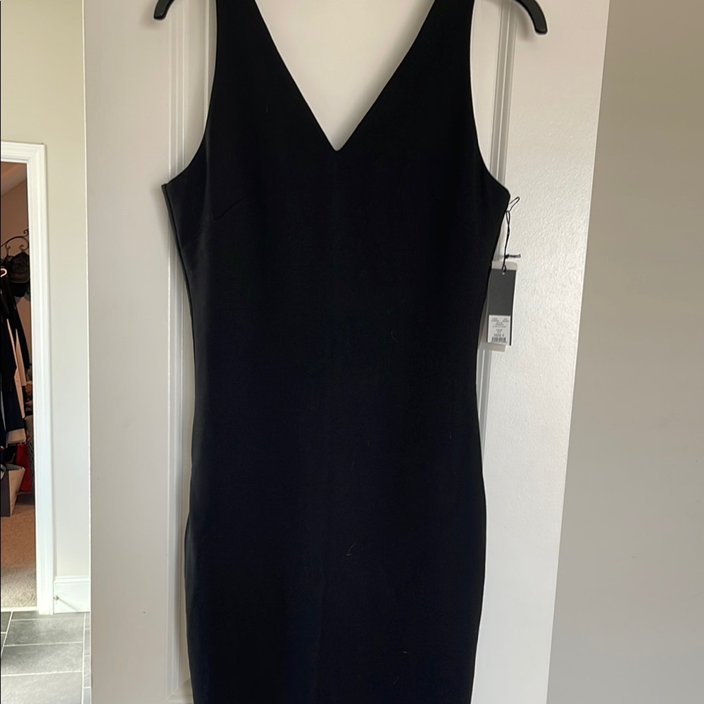 White House Black Market Black Sheath Midi Dress V-Neck Sleeveless